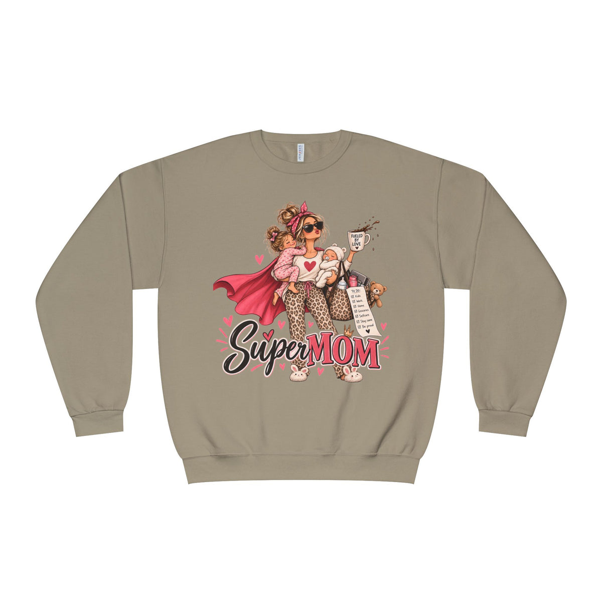 SuperMOM Crewneck Sweatshirt graphic design on casual apparel (image 5)