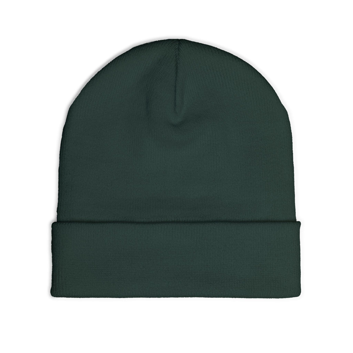 NOSTALGIA white cuffed knit beanie with black lettering, product photo view 9