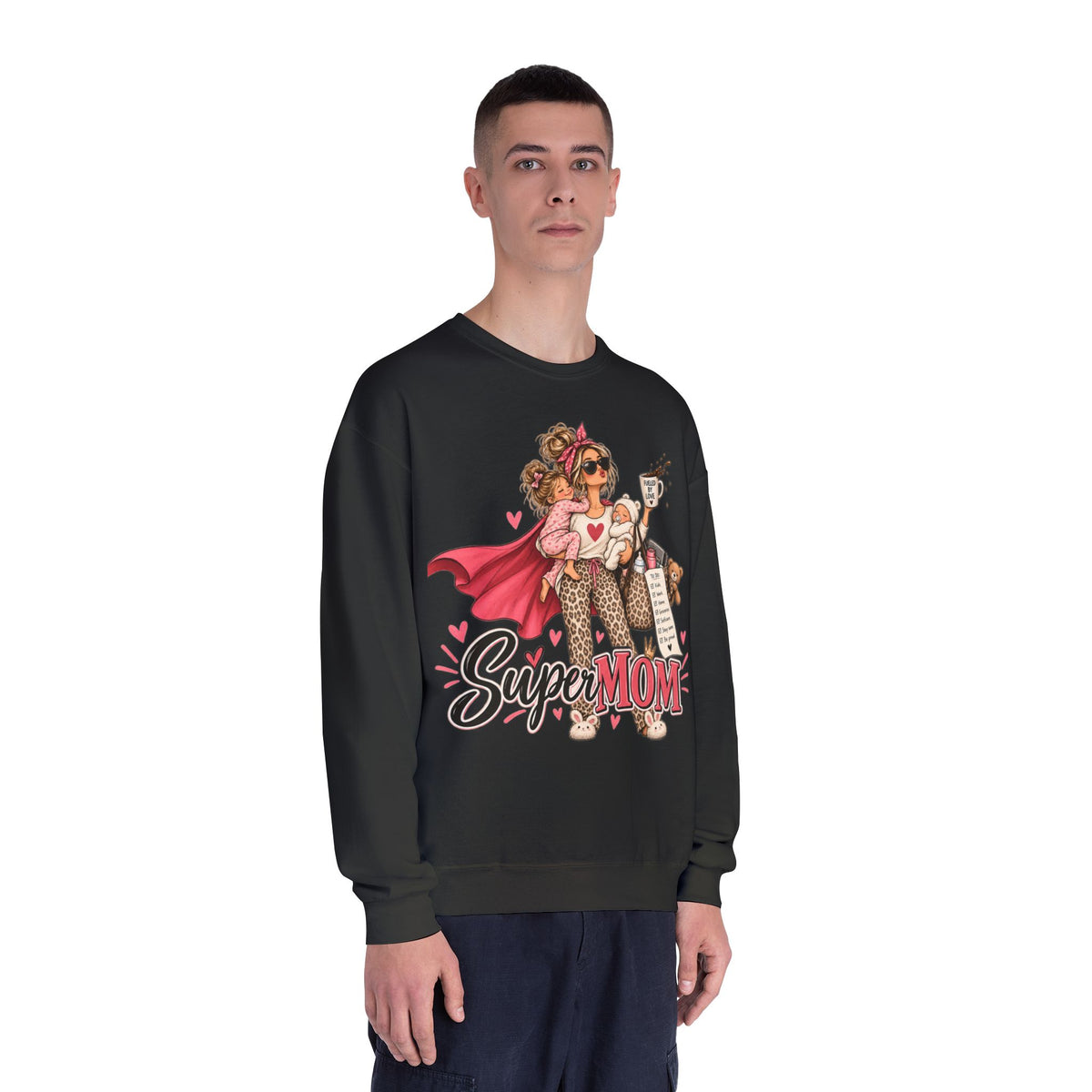 SuperMOM Crewneck Sweatshirt graphic design on casual apparel (image 15)