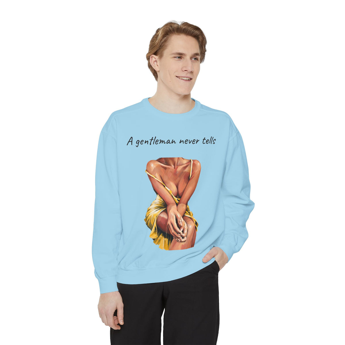A Gentleman Never Tells Sweatshirt | Garment-Dyed Graphic Crewneck
