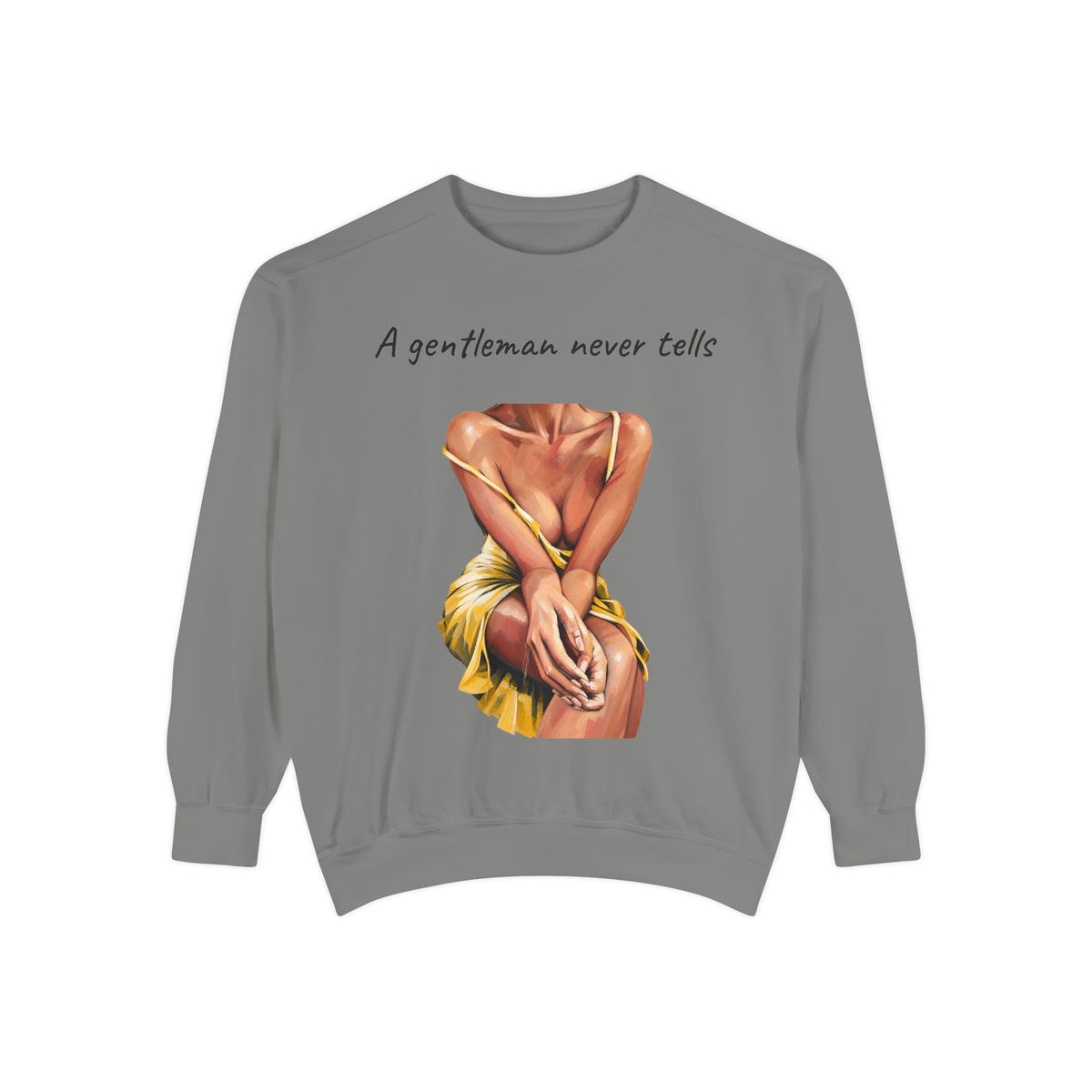 Garment-dyed crewneck sweatshirt fit and color product mockup