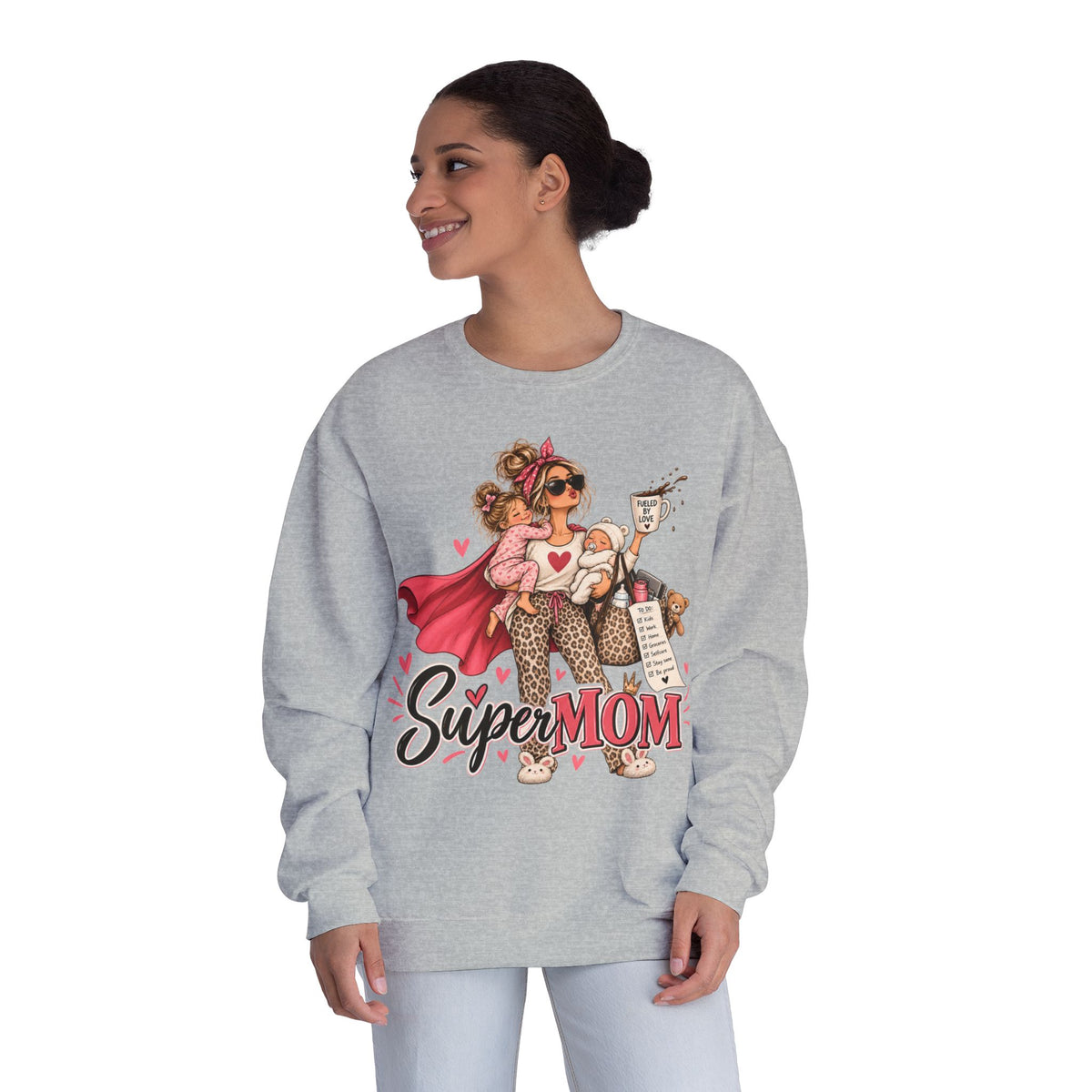 SuperMOM Crewneck Sweatshirt graphic design on casual apparel (image 28)