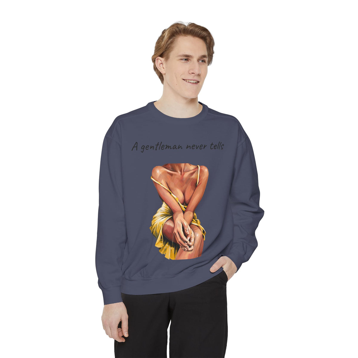 A Gentleman Never Tells Sweatshirt | Garment-Dyed Graphic Crewneck