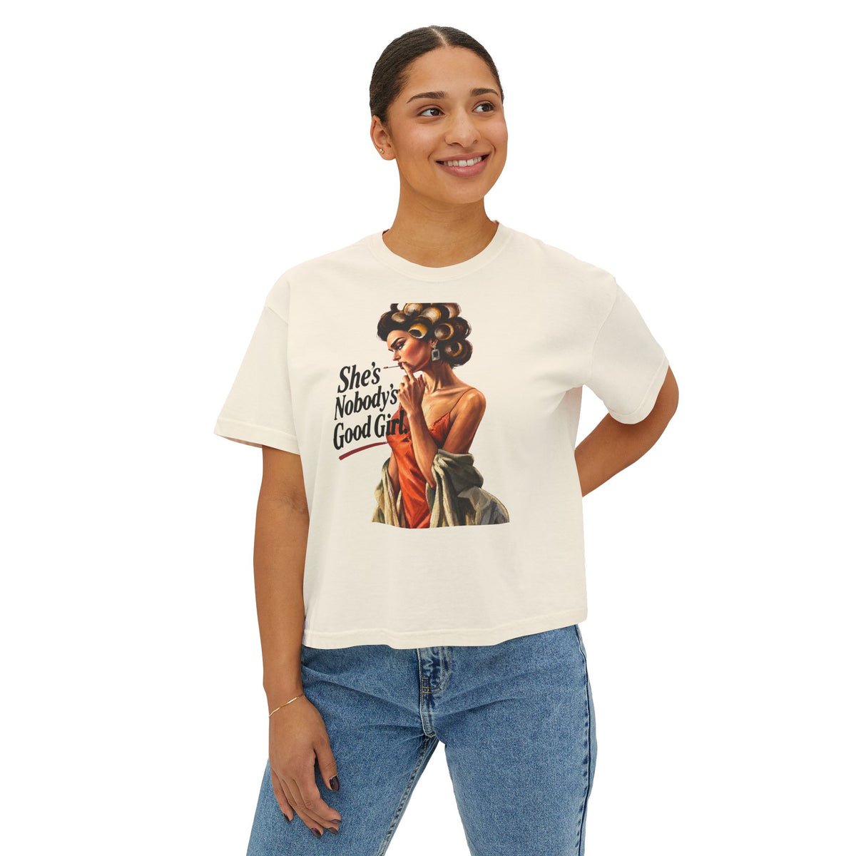 Women's Boxy Cropped T-Shirt – Heavyweight 100% Cotton