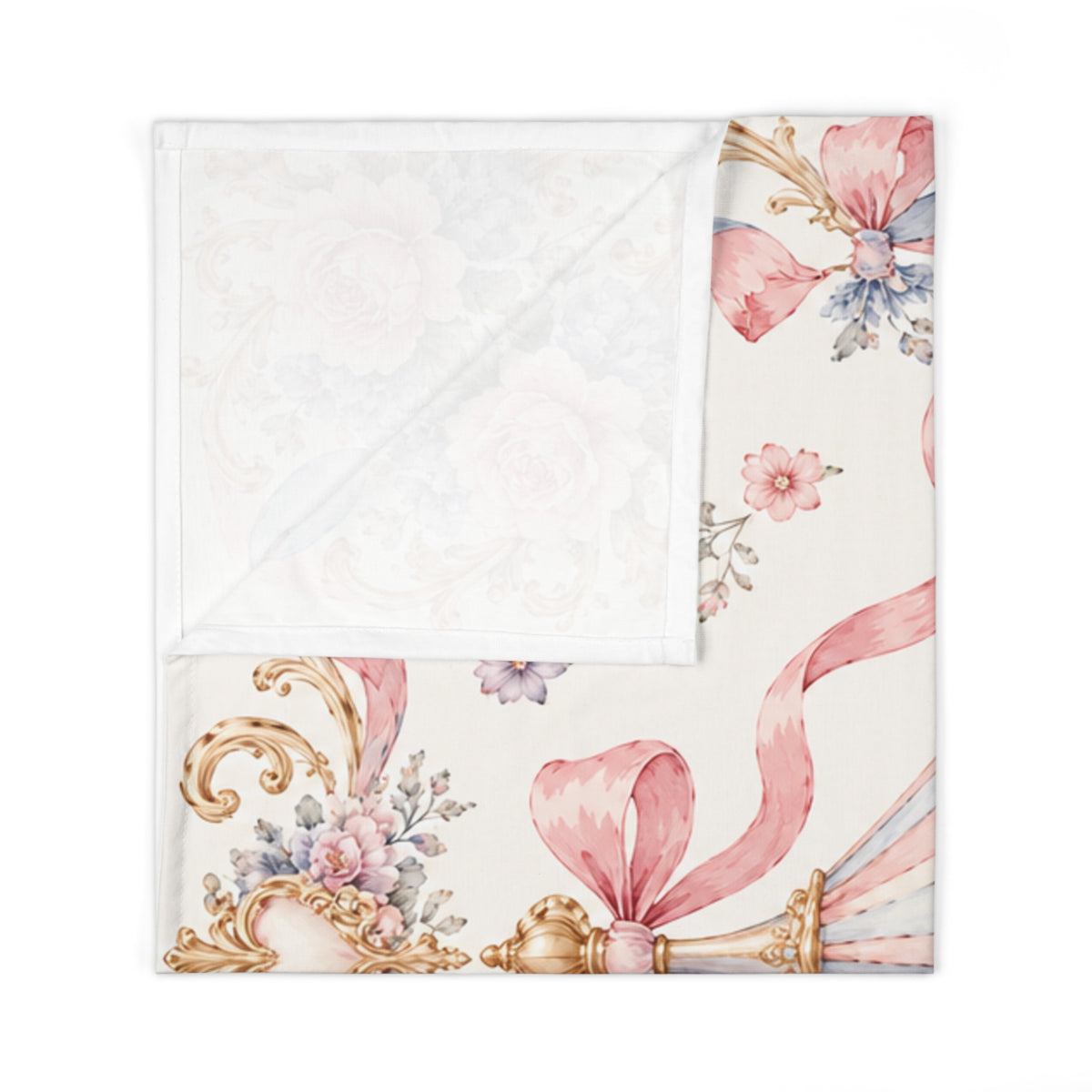 pink vintage carousel baby swaddle blanket product image 3