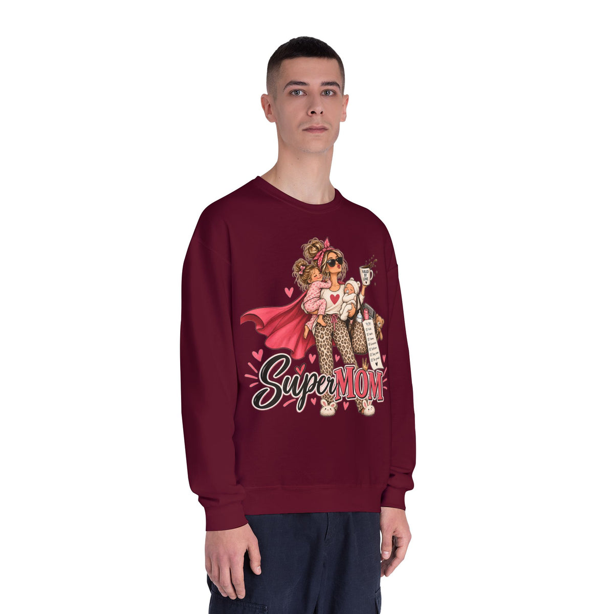 SuperMOM Crewneck Sweatshirt graphic design on casual apparel (image 30)