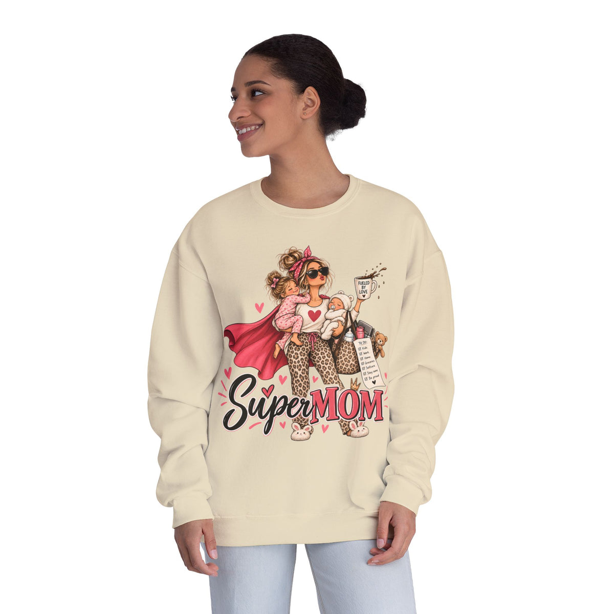 SuperMOM Crewneck Sweatshirt graphic design on casual apparel (image 19)