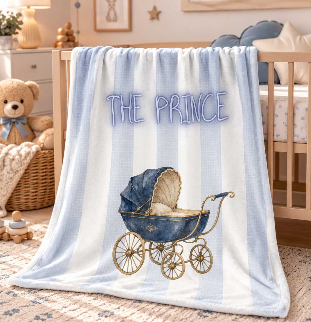 blue vintage pram baby swaddle product image 1