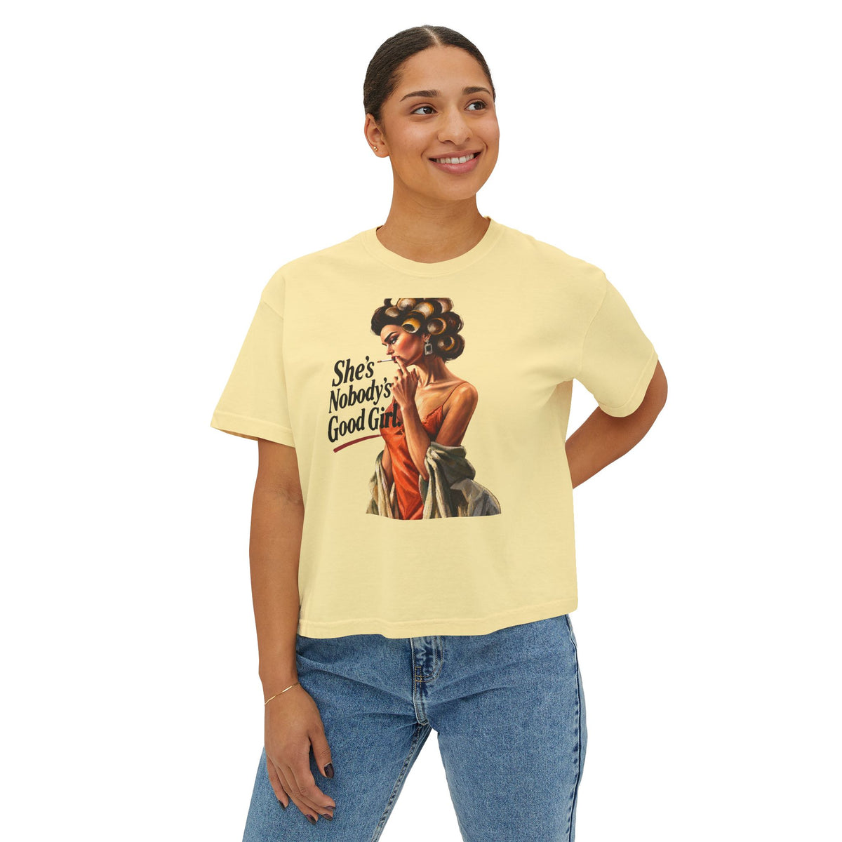 Women's Boxy Cropped T-Shirt – Heavyweight 100% Cotton