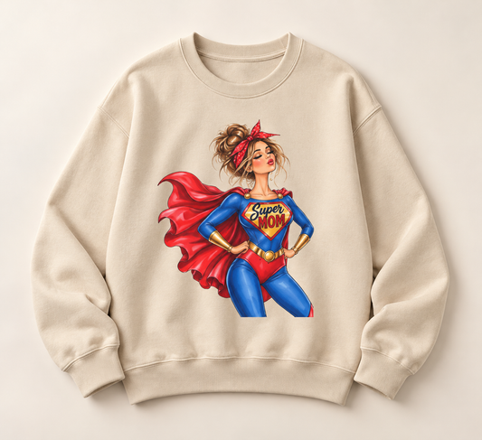 SuperMOM sweatshirt product photo showing graphic print (image 2)