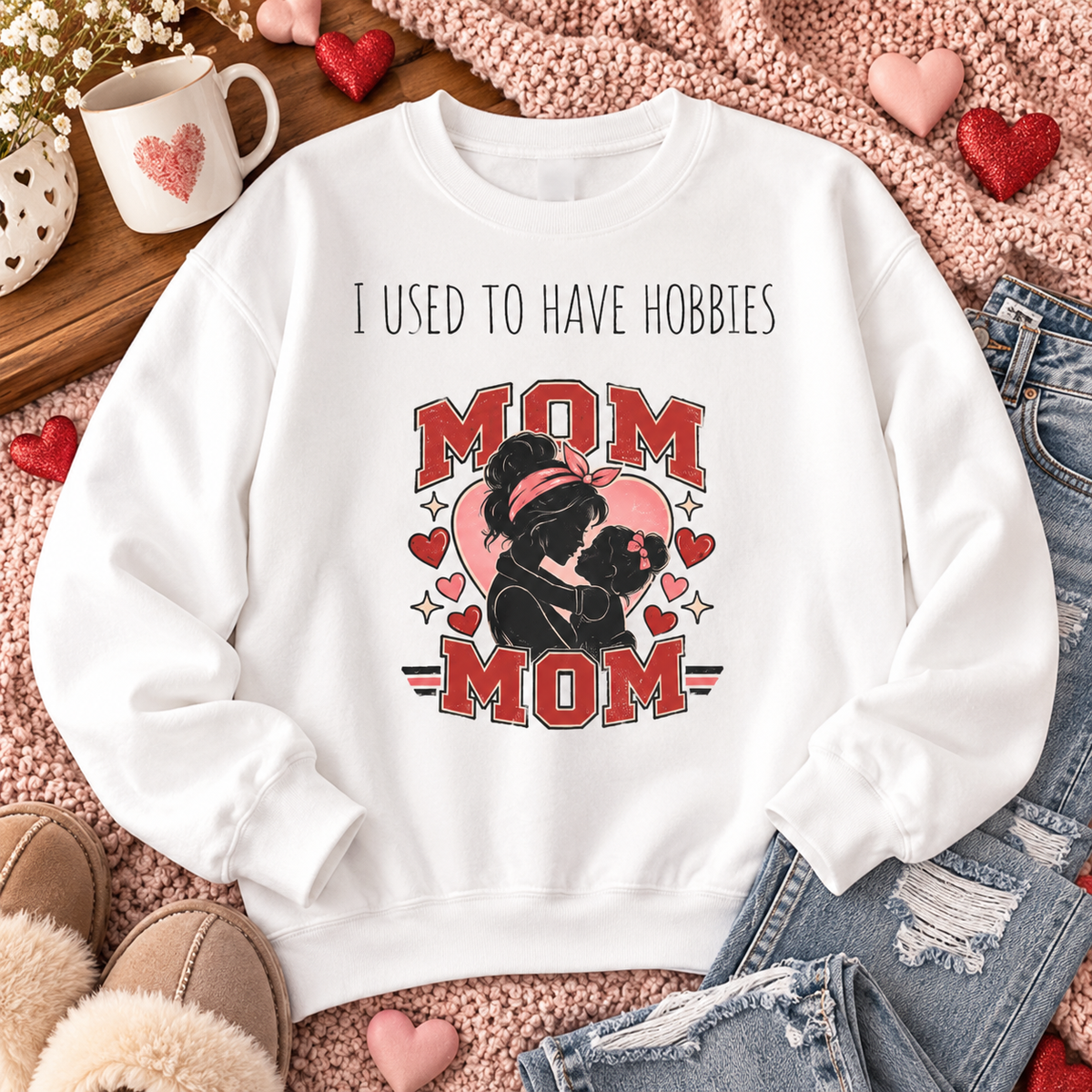 MOM graphic sweatshirt product photo showing printed design (image 1)