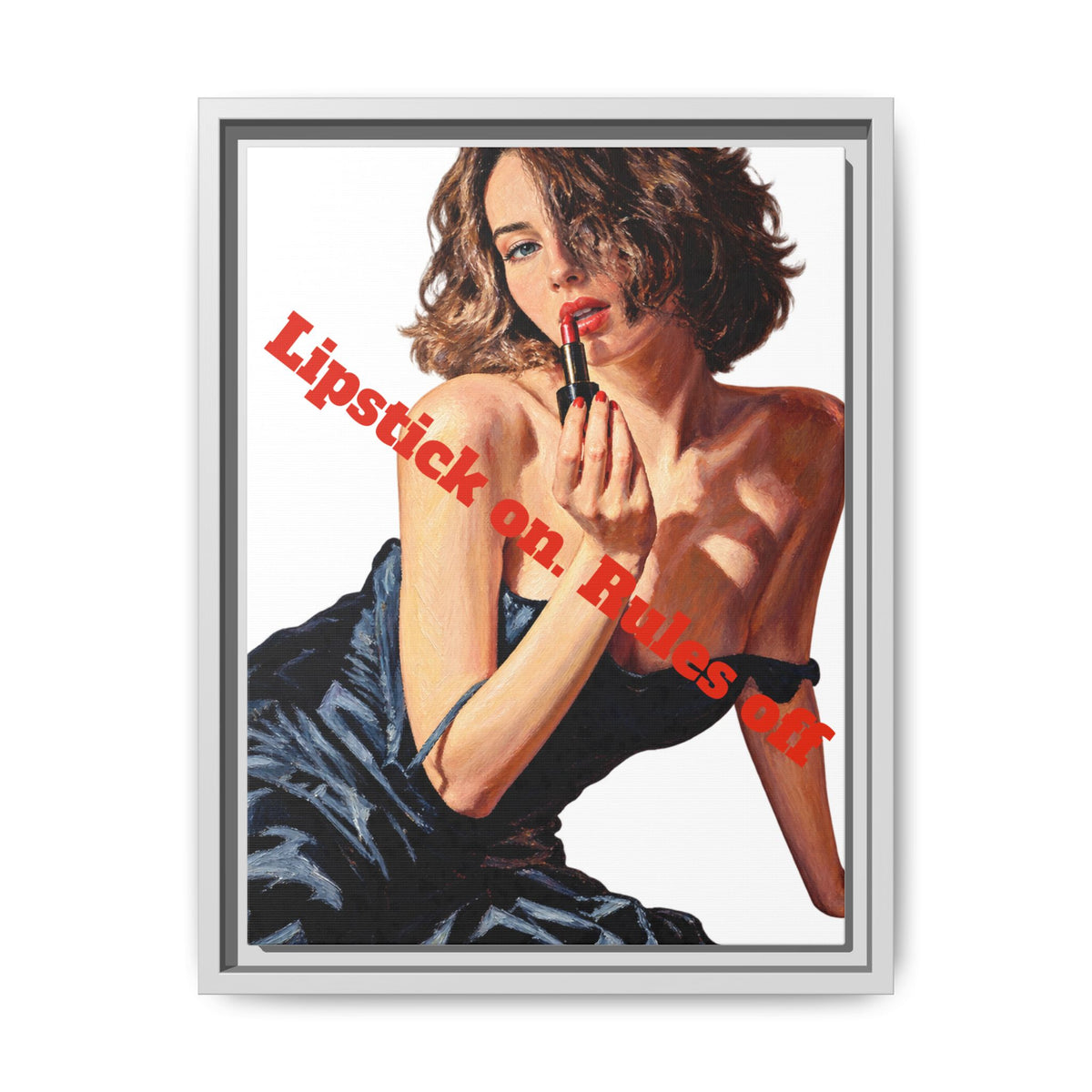 Multicolor framed canvas wall art with white pinewood frame