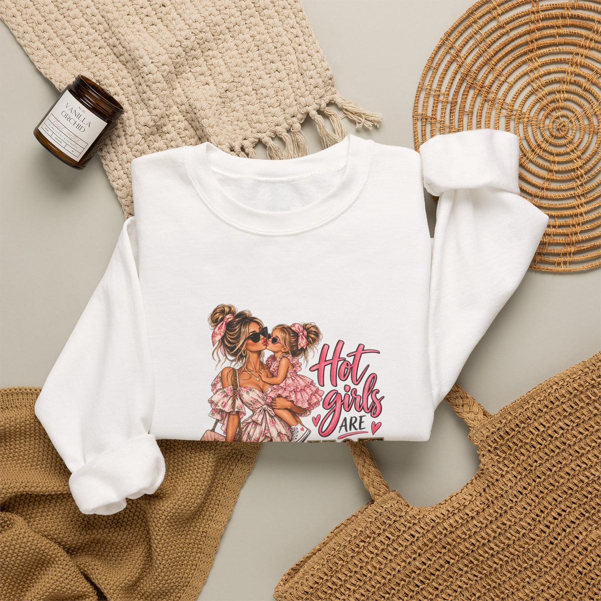 HOT MOM Crewneck Sweatshirt graphic design on casual apparel (image 7)