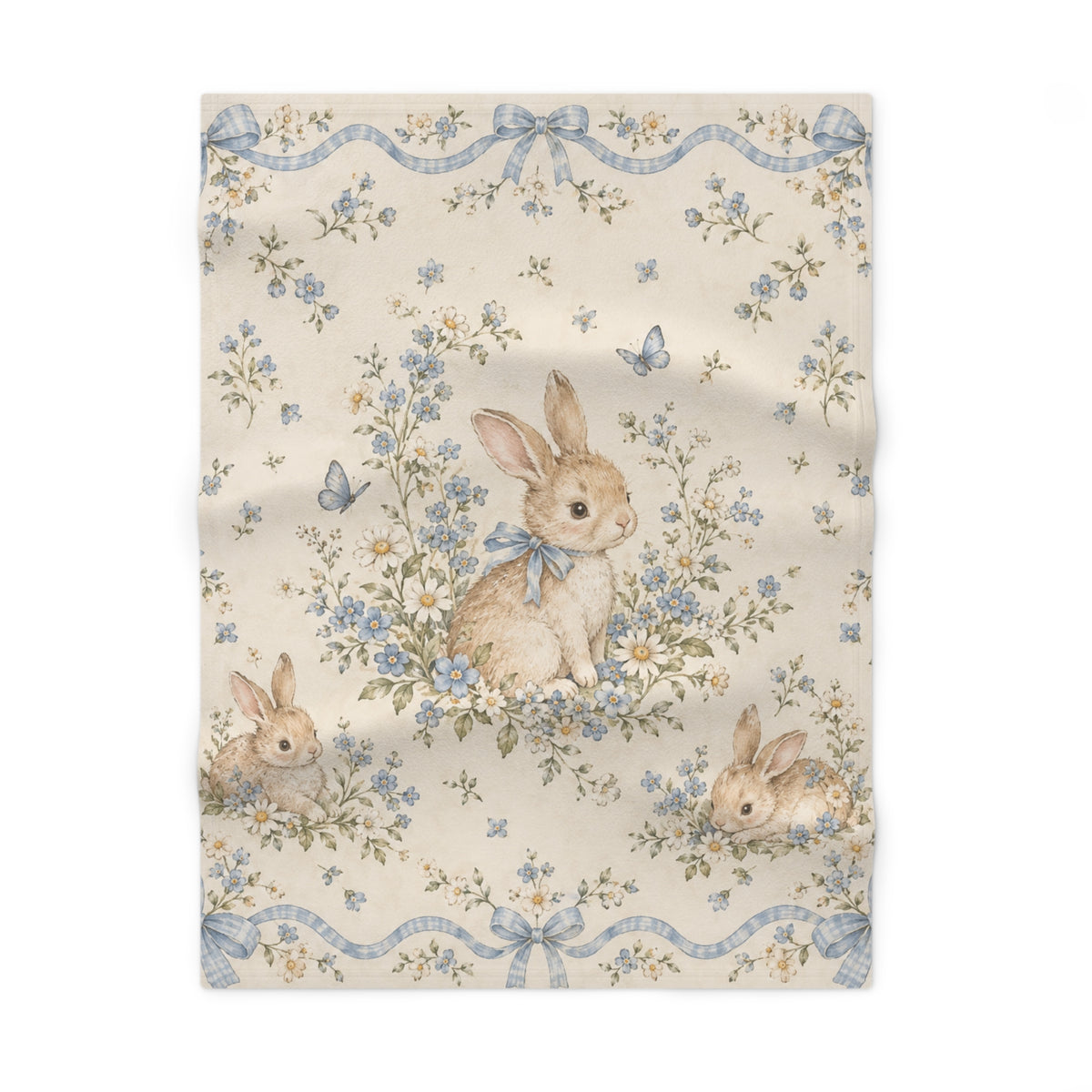 vintage bunny floral baby blanket product image 2