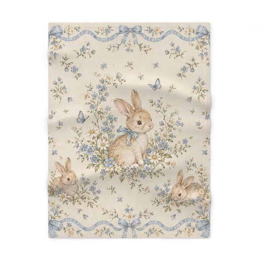 vintage bunny floral baby blanket product image 2