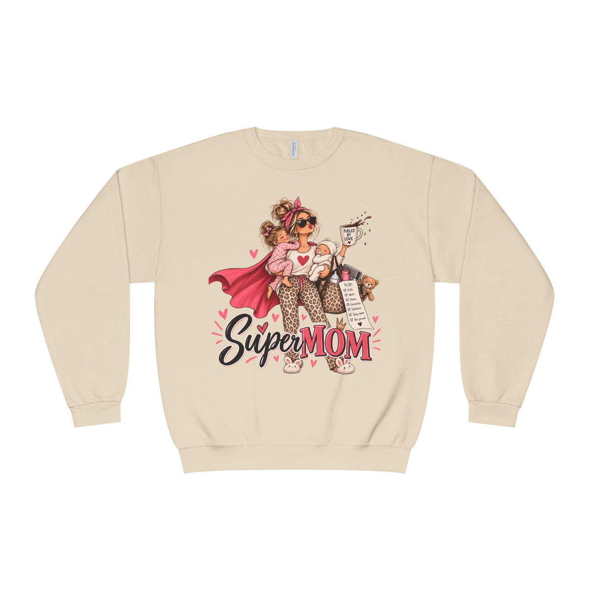 SuperMOM Crewneck Sweatshirt graphic design on casual apparel (image 4)