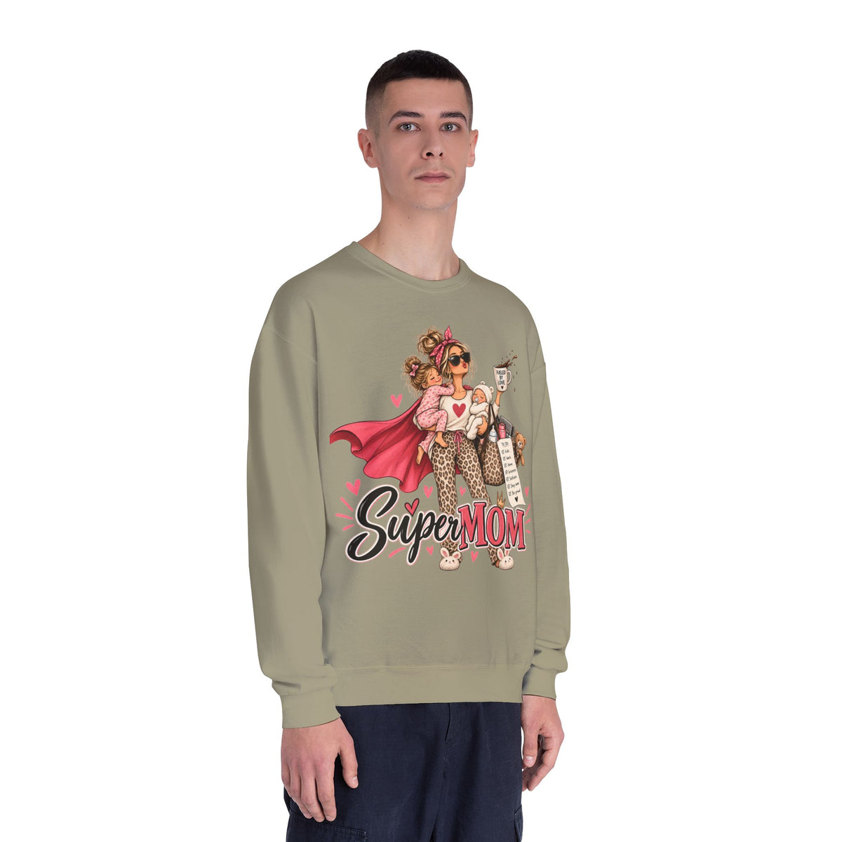 SuperMOM Crewneck Sweatshirt graphic design on casual apparel (image 21)