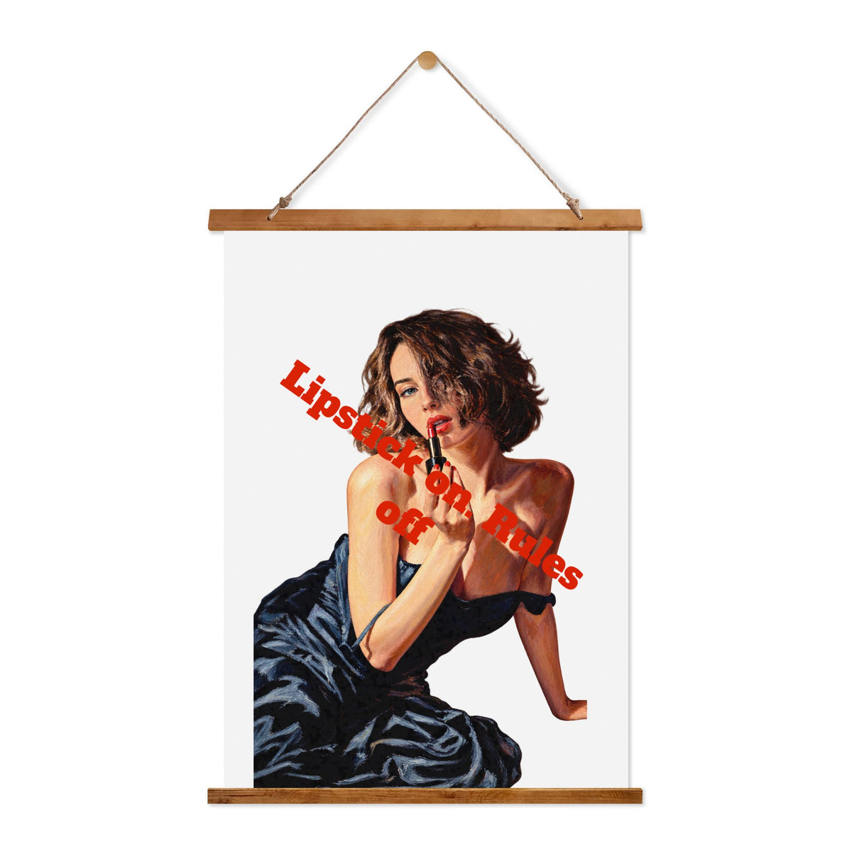 Wood-hanging printed fabric tapestry wall art for colorful home decor