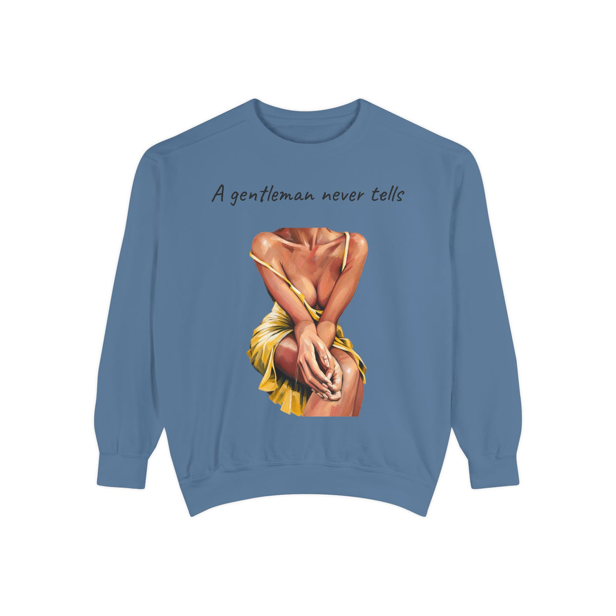 Garment-dyed sweatshirt fabric and fit view
