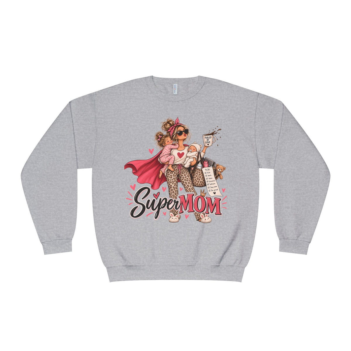 SuperMOM Crewneck Sweatshirt graphic design on casual apparel (image 7)