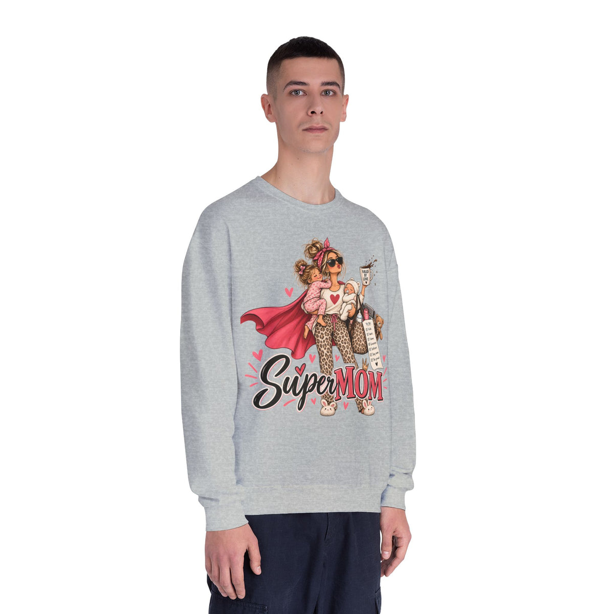 SuperMOM Crewneck Sweatshirt graphic design on casual apparel (image 27)