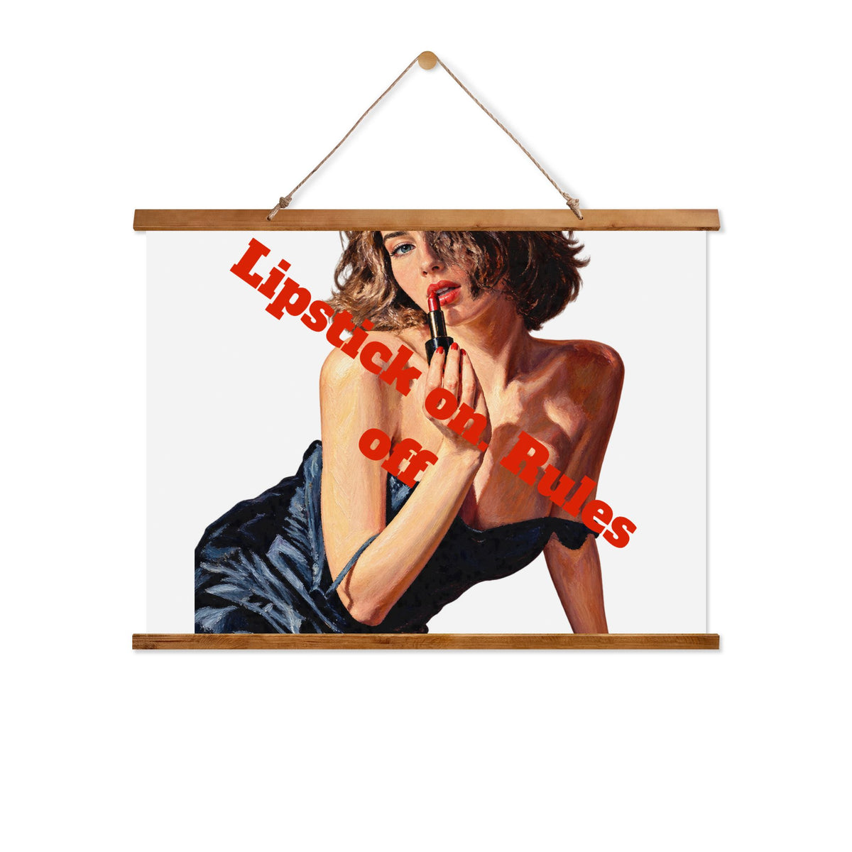 Wooden hanger wall tapestry displayed as decorative fabric wall art