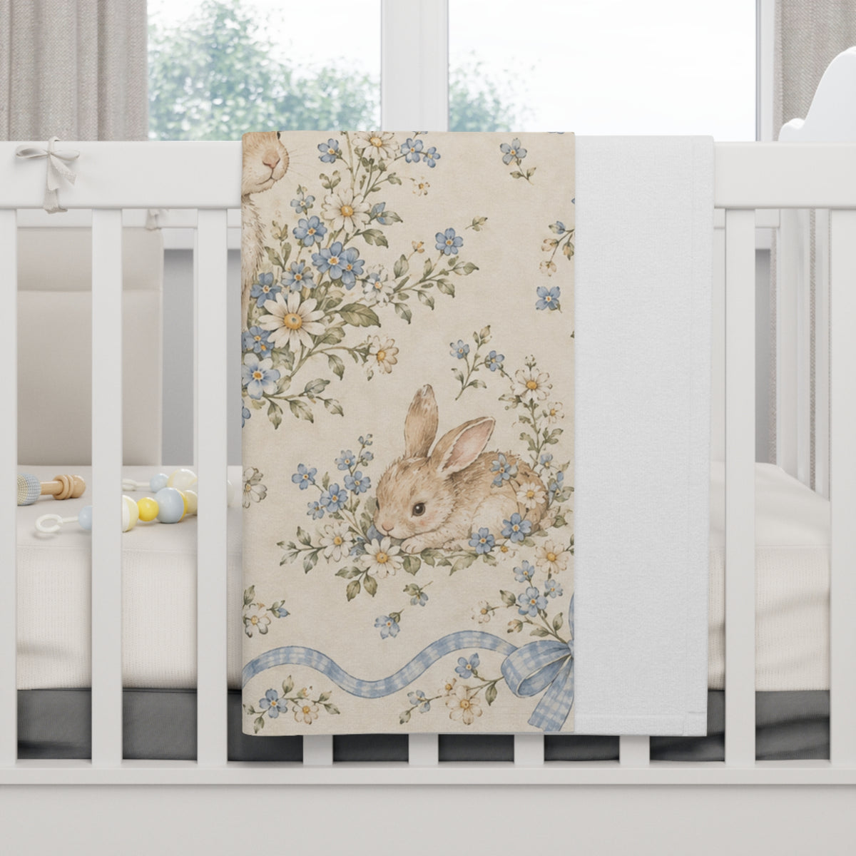 vintage bunny floral baby blanket product image 5