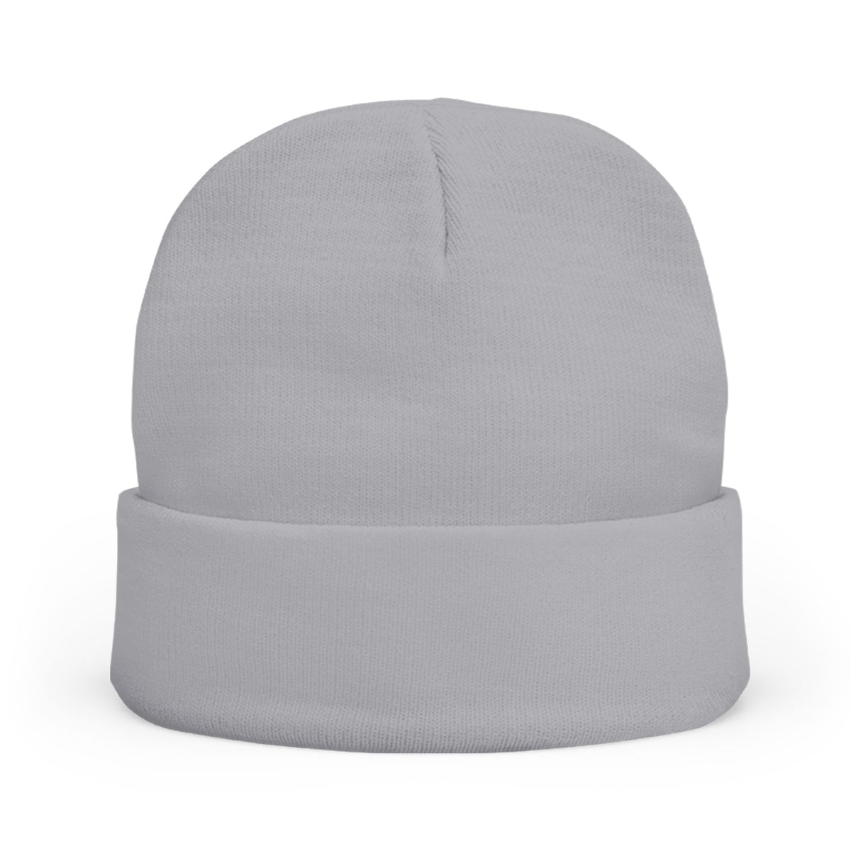 NOSTALGIA white cuffed knit beanie with black lettering, product photo view 4