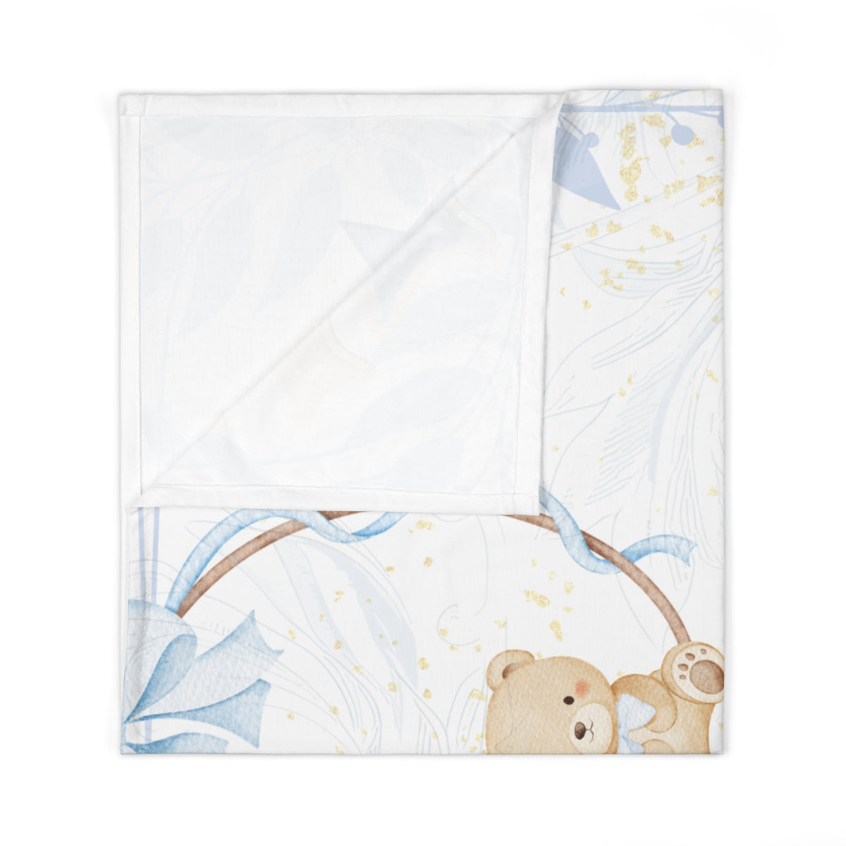 blue teddy bear baby swaddle blanket vintage pram product image 3