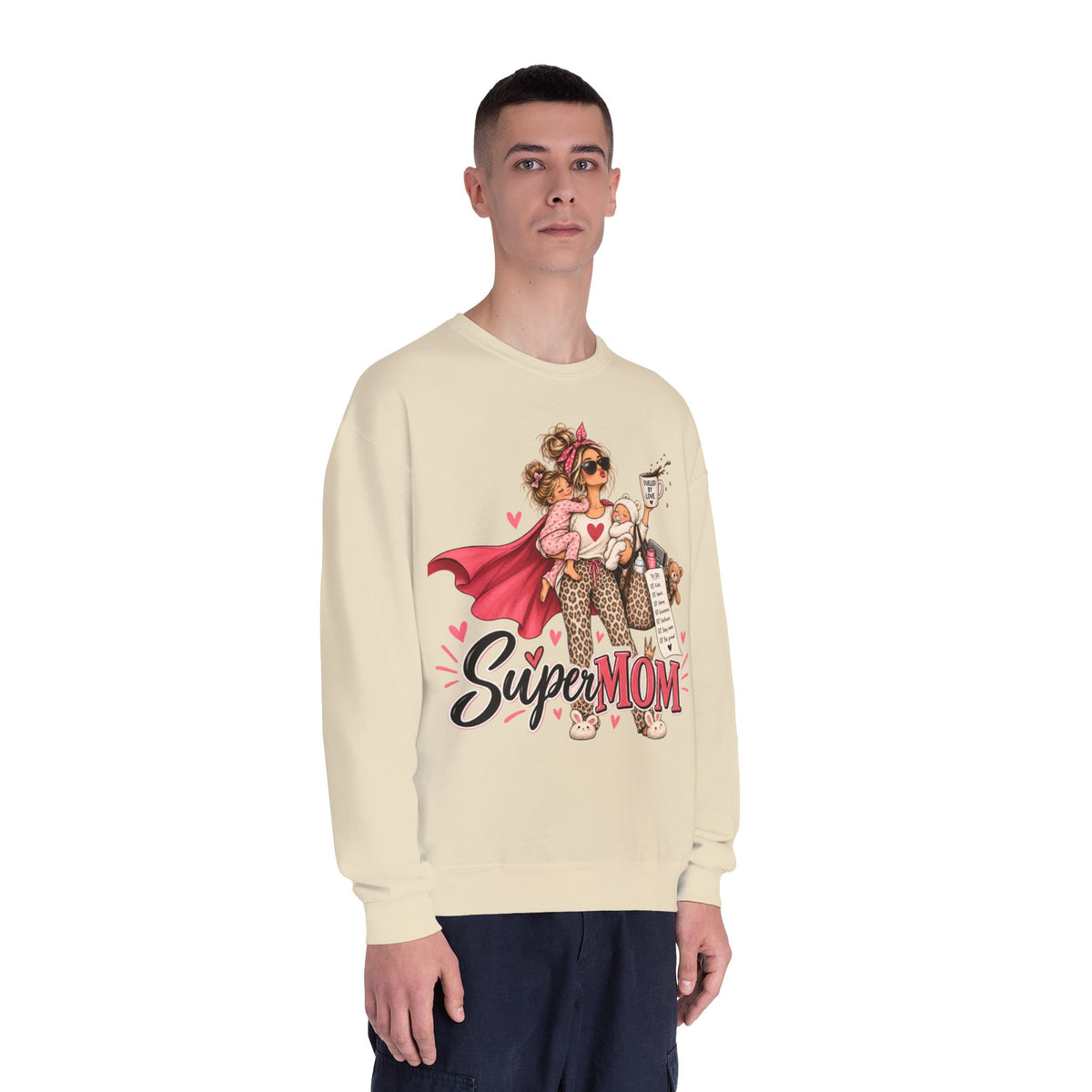 SuperMOM Crewneck Sweatshirt graphic design on casual apparel (image 18)