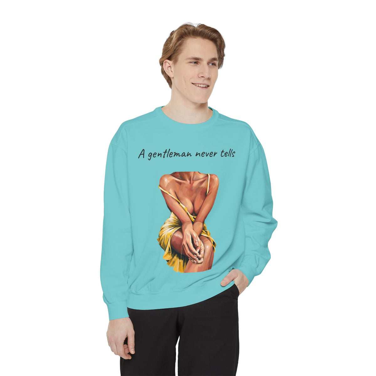 A Gentleman Never Tells Sweatshirt | Garment-Dyed Graphic Crewneck