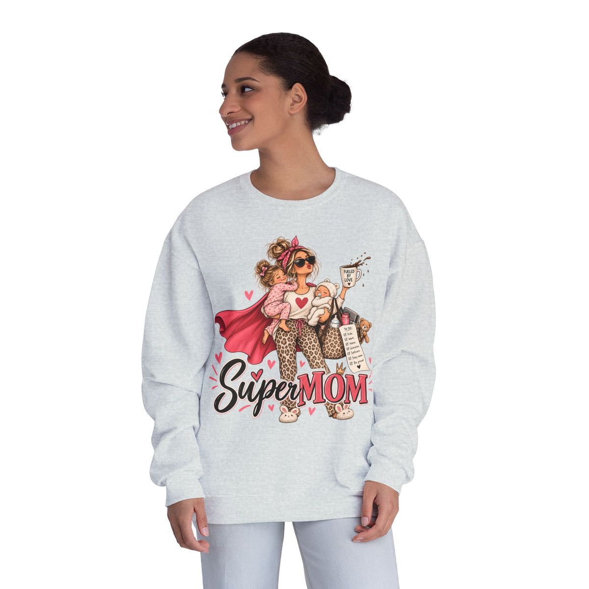 SuperMOM Crewneck Sweatshirt graphic design on casual apparel (image 25)