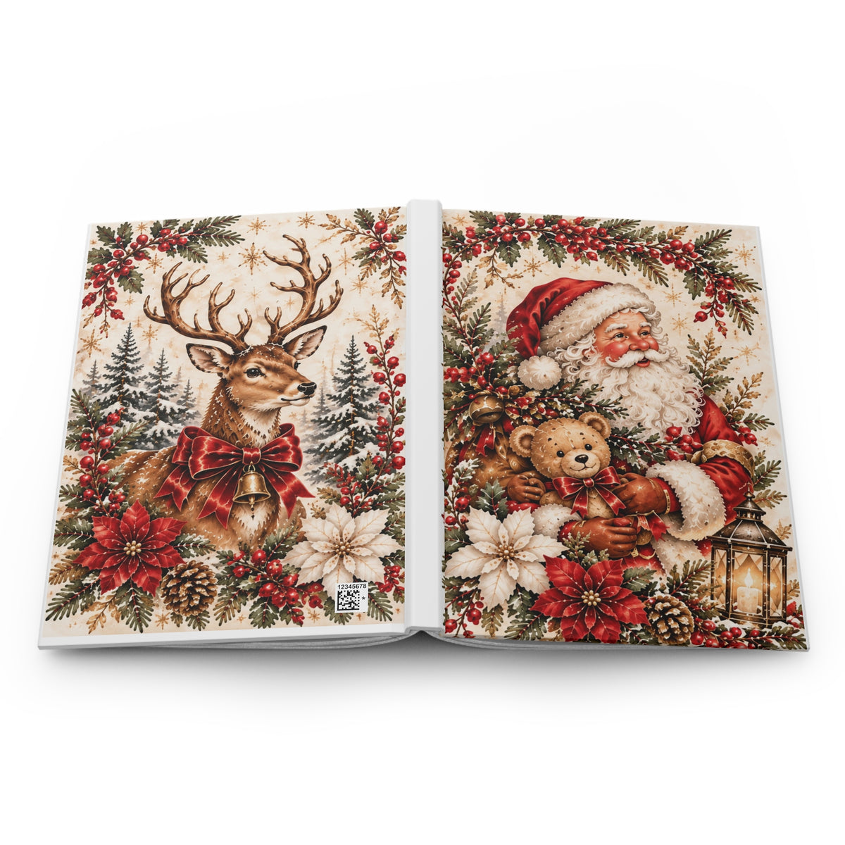 Santa and reindeer Christmas hardcover journal product image 6