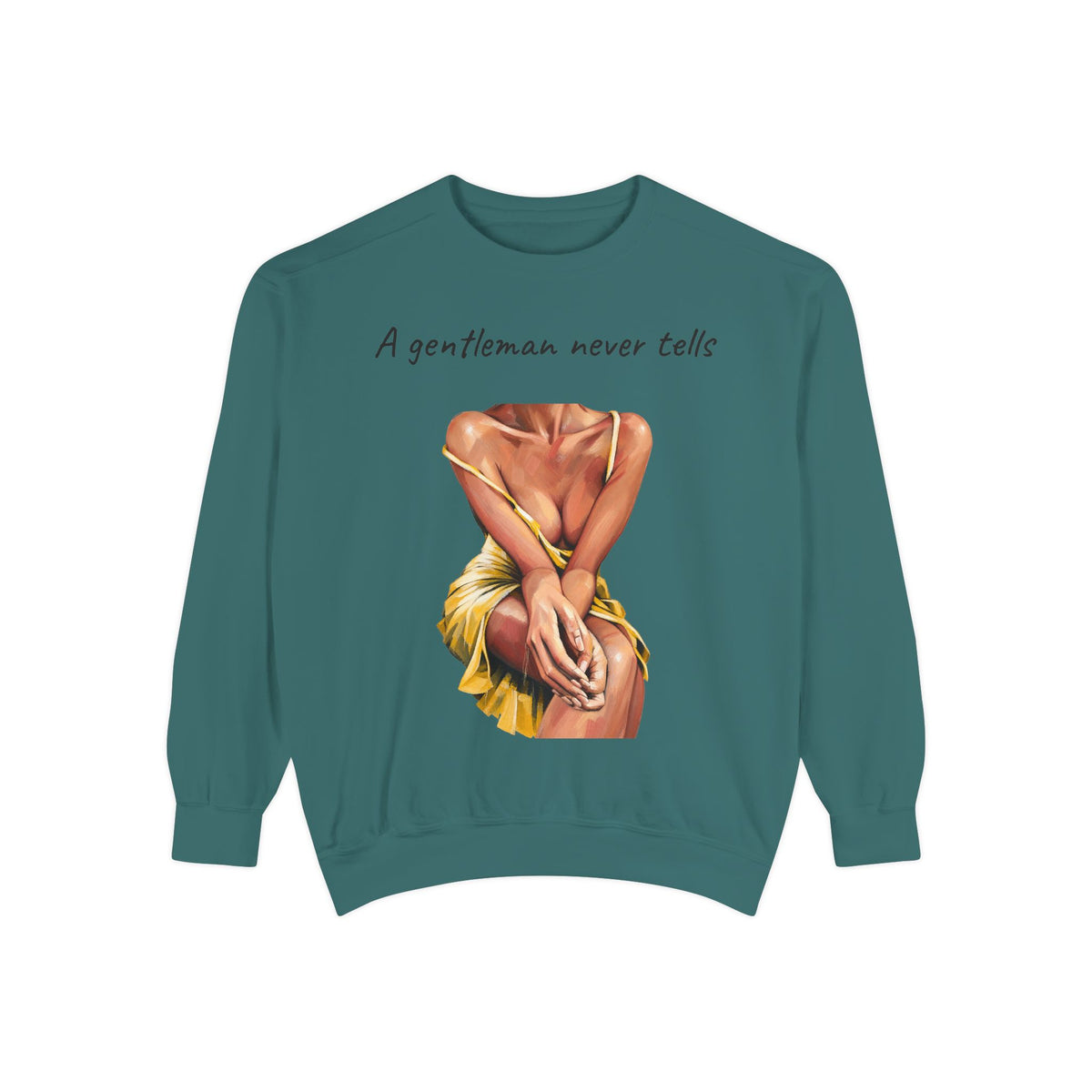 Garment-dyed graphic crewneck sweatshirt lifestyle image