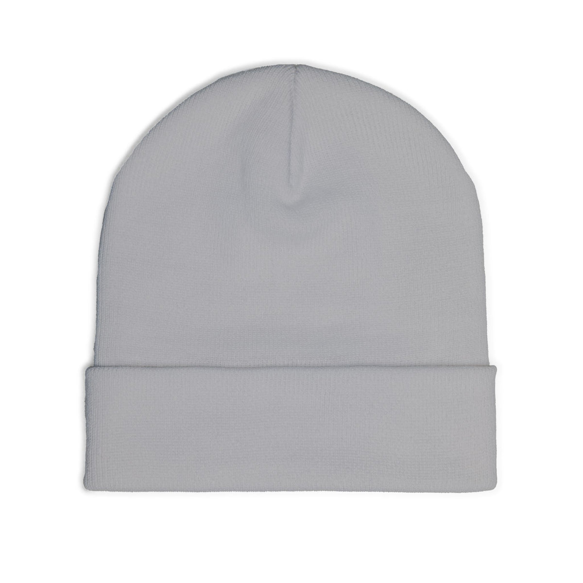 NOSTALGIA white cuffed knit beanie with black lettering, product photo view 6