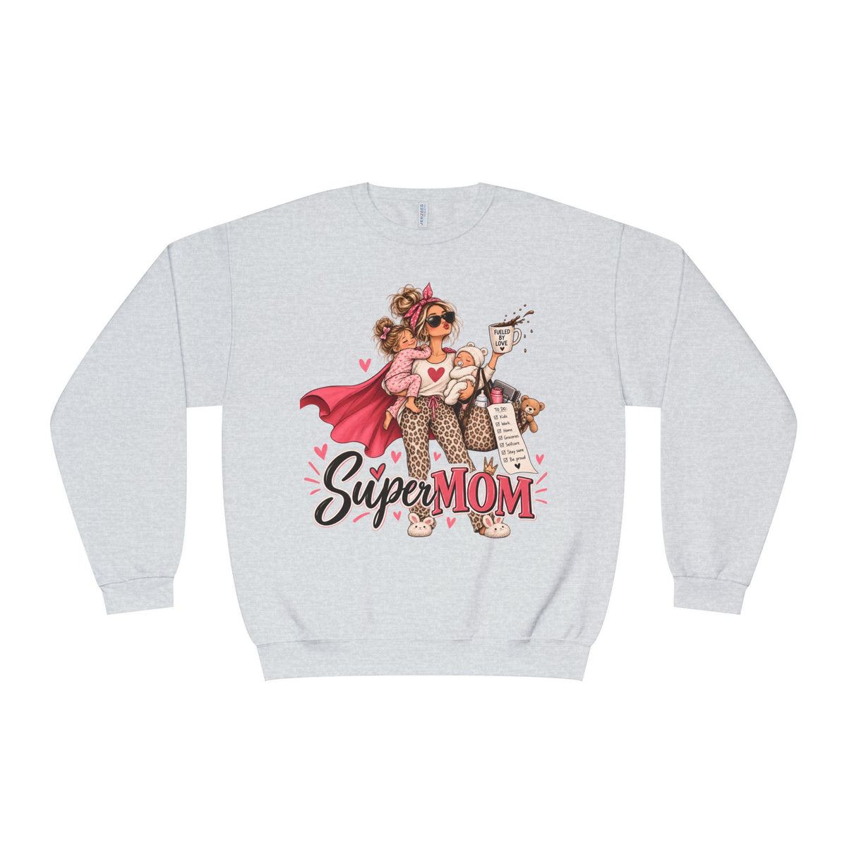 SuperMOM Crewneck Sweatshirt graphic design on casual apparel (image 6)