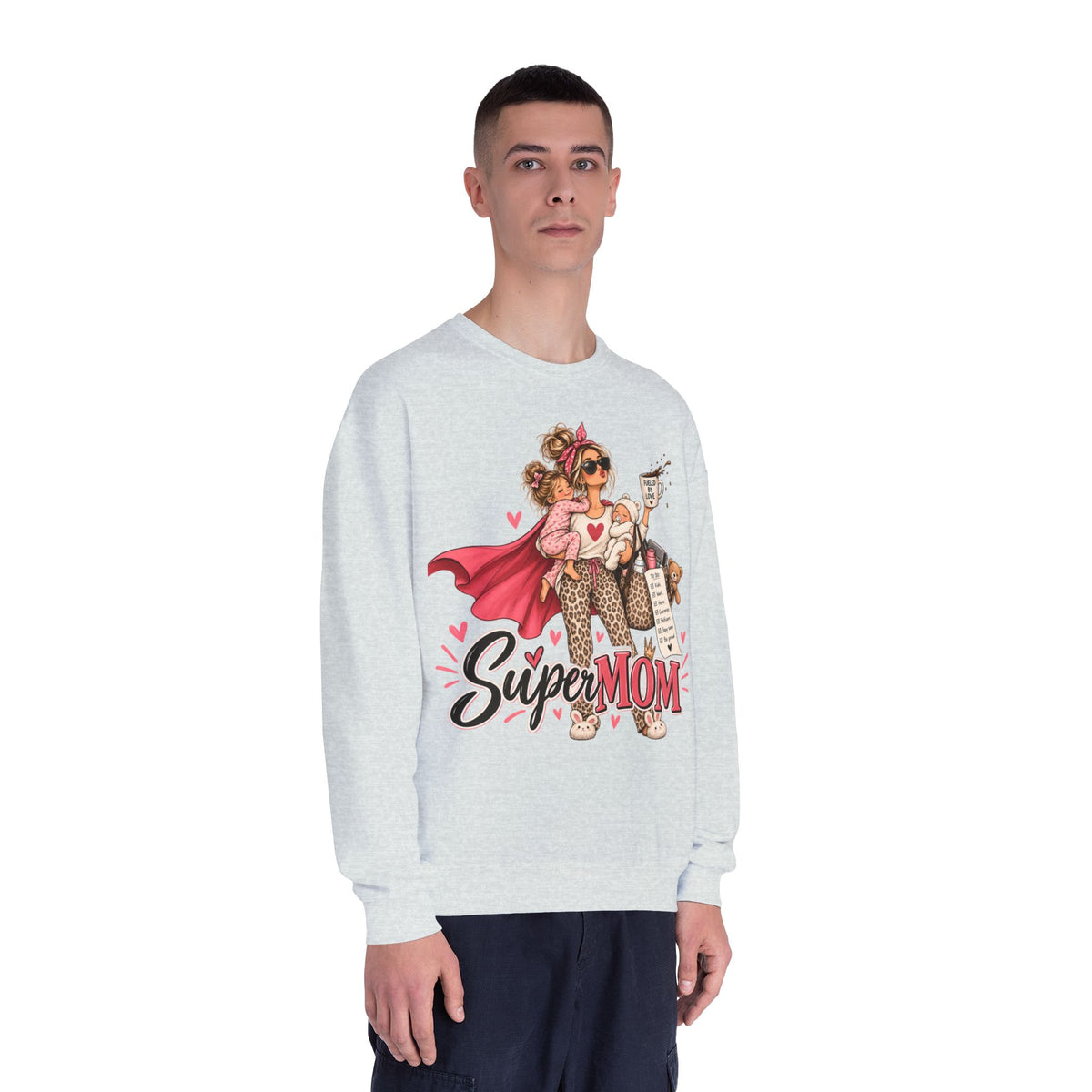 SuperMOM Crewneck Sweatshirt graphic design on casual apparel (image 24)