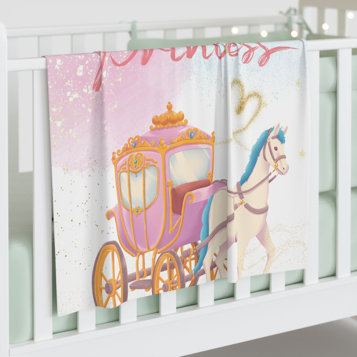 pink princess carriage baby swaddle blanket product image 4