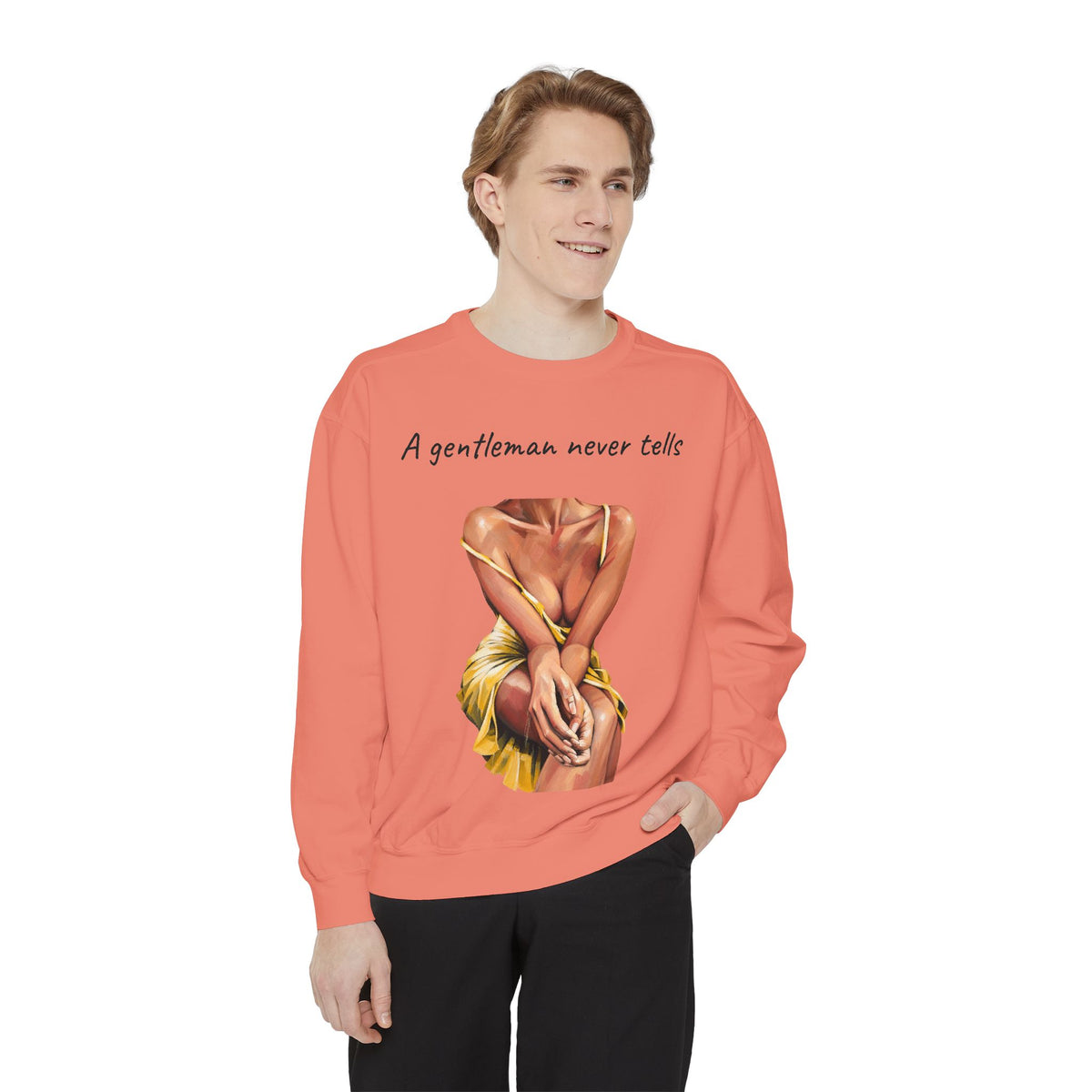A Gentleman Never Tells Sweatshirt | Garment-Dyed Graphic Crewneck