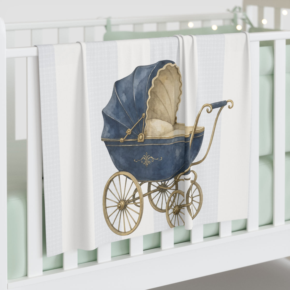 blue vintage pram baby swaddle product image 4