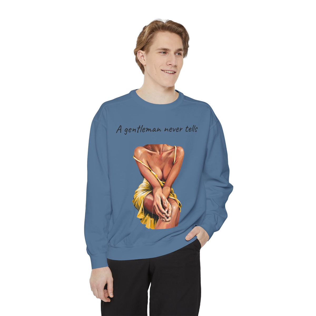 A Gentleman Never Tells Sweatshirt | Garment-Dyed Graphic Crewneck
