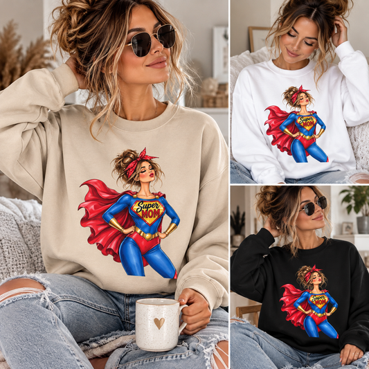SuperMOM sweatshirt product photo showing graphic print (image 1)