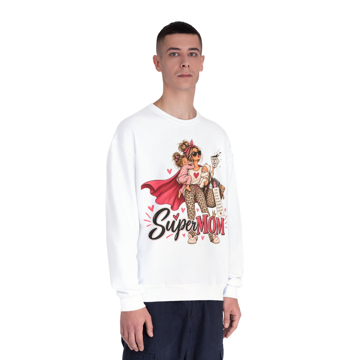 SuperMOM Crewneck Sweatshirt graphic design on casual apparel (image 12)