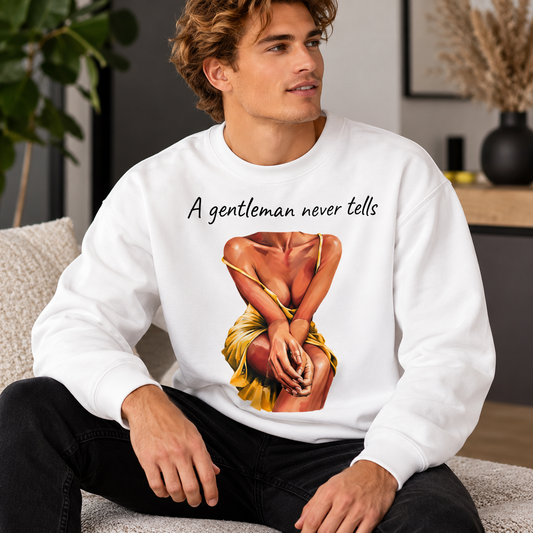 A Gentleman Never Tells Sweatshirt | Garment-Dyed Graphic Crewneck