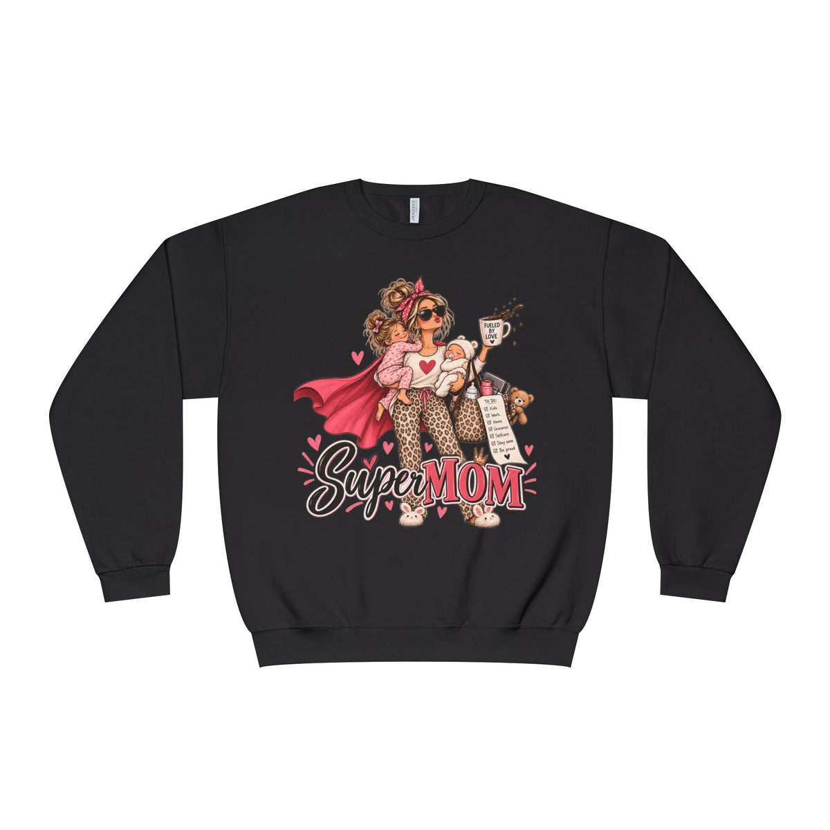 SuperMOM crewneck sweatshirt product photo showing graphic print (image 3)