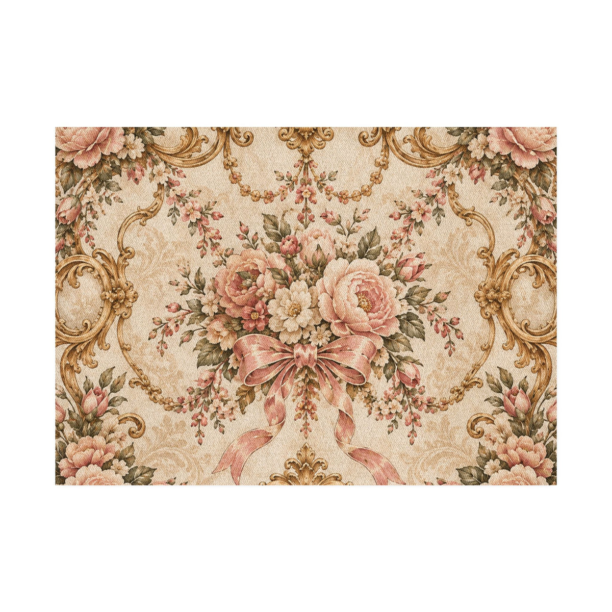 Vintage patterned area rug product photo for cottagecore home decor