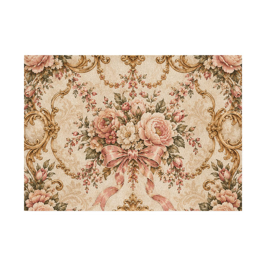 Vintage patterned area rug product photo for cottagecore home decor