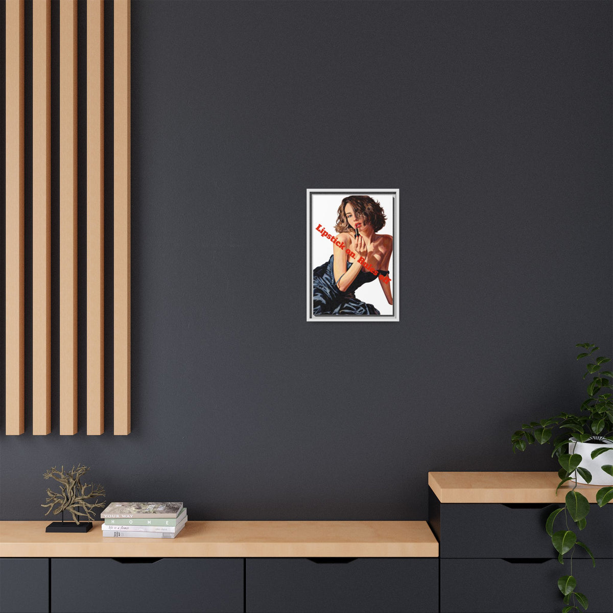 Multicolor framed canvas print with hanging hardware