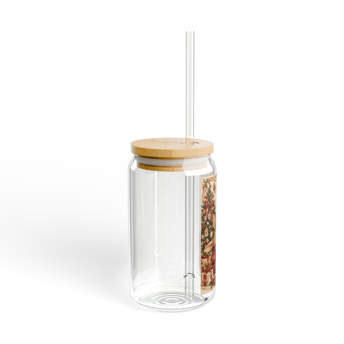 16 oz sipper glass product photo with lid and straw (image 3)