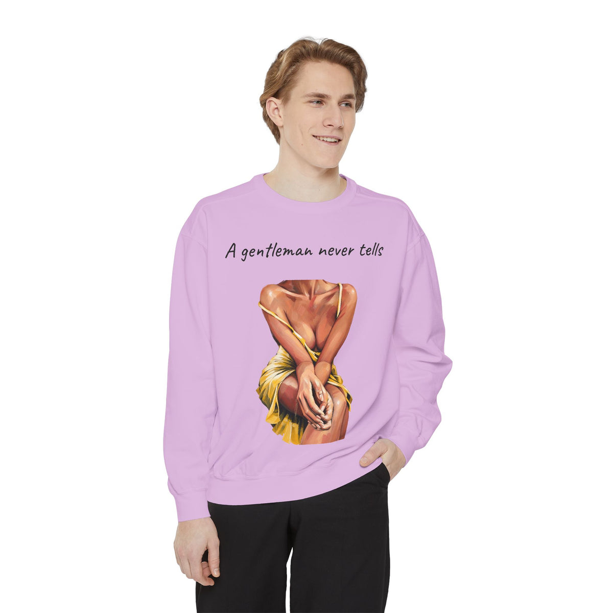 A Gentleman Never Tells Sweatshirt | Garment-Dyed Graphic Crewneck